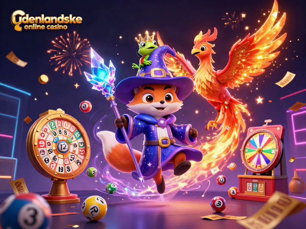 Engage in the fun of udenlandske online casino with a vibrant illustration showcasing games and excitement.