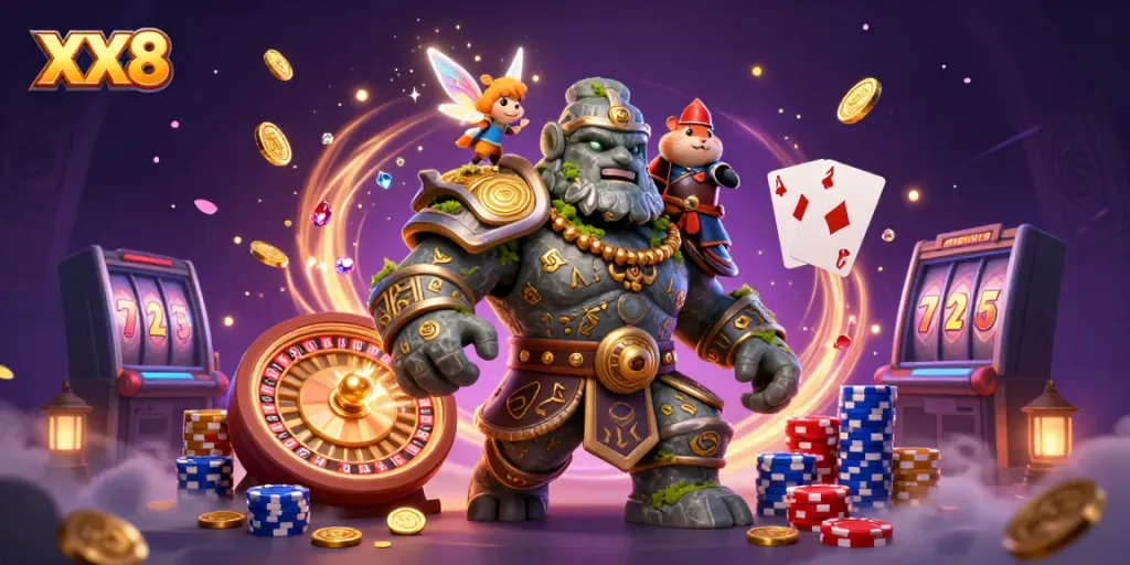 Experience excitement at XX8 with enchanting characters and dynamic casino elements.