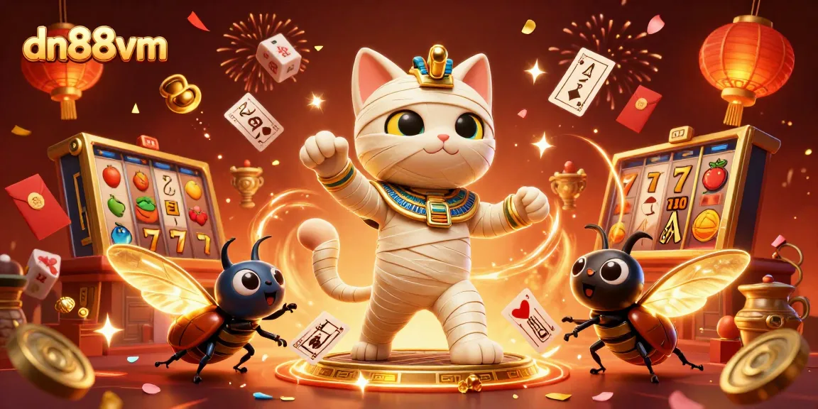 Join the thrilling casino experience with dn88vm, featuring vibrant characters and exciting slot elements.