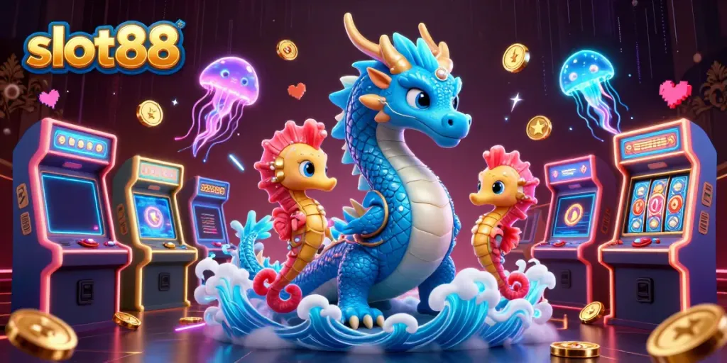 Experience winning moments with slot88 featuring a water dragon, seahorse knight, and glowing jellyfish.