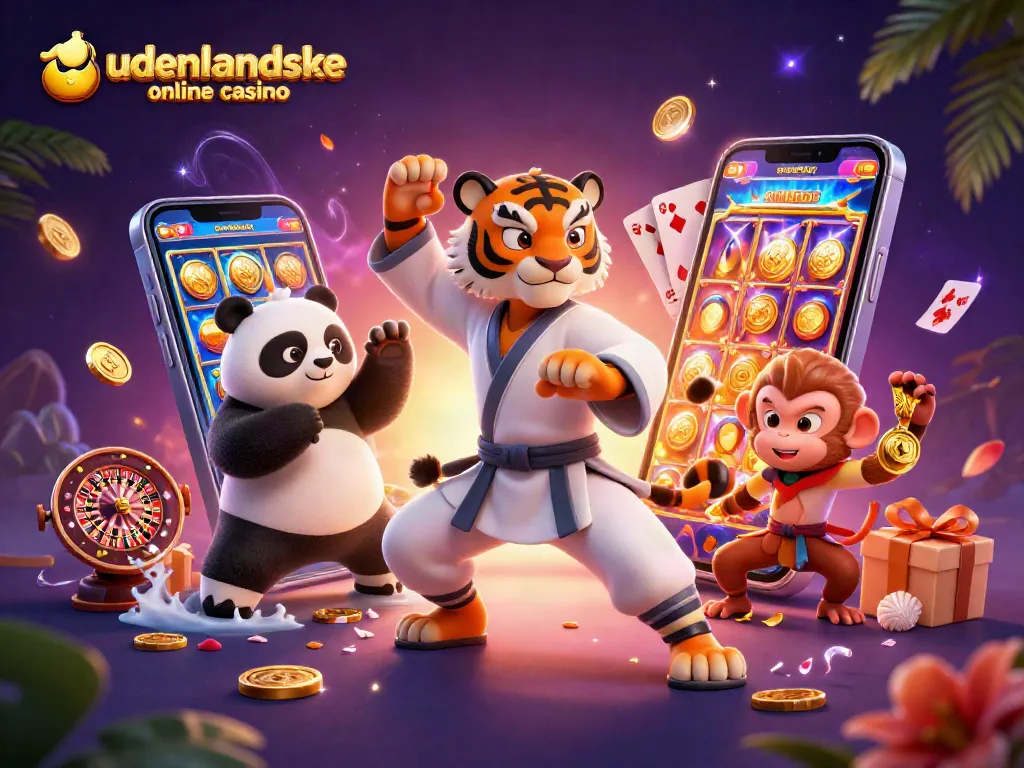 Engage with udenlandske online casino through this vibrant 3D illustration depicting thrilling gambling action.