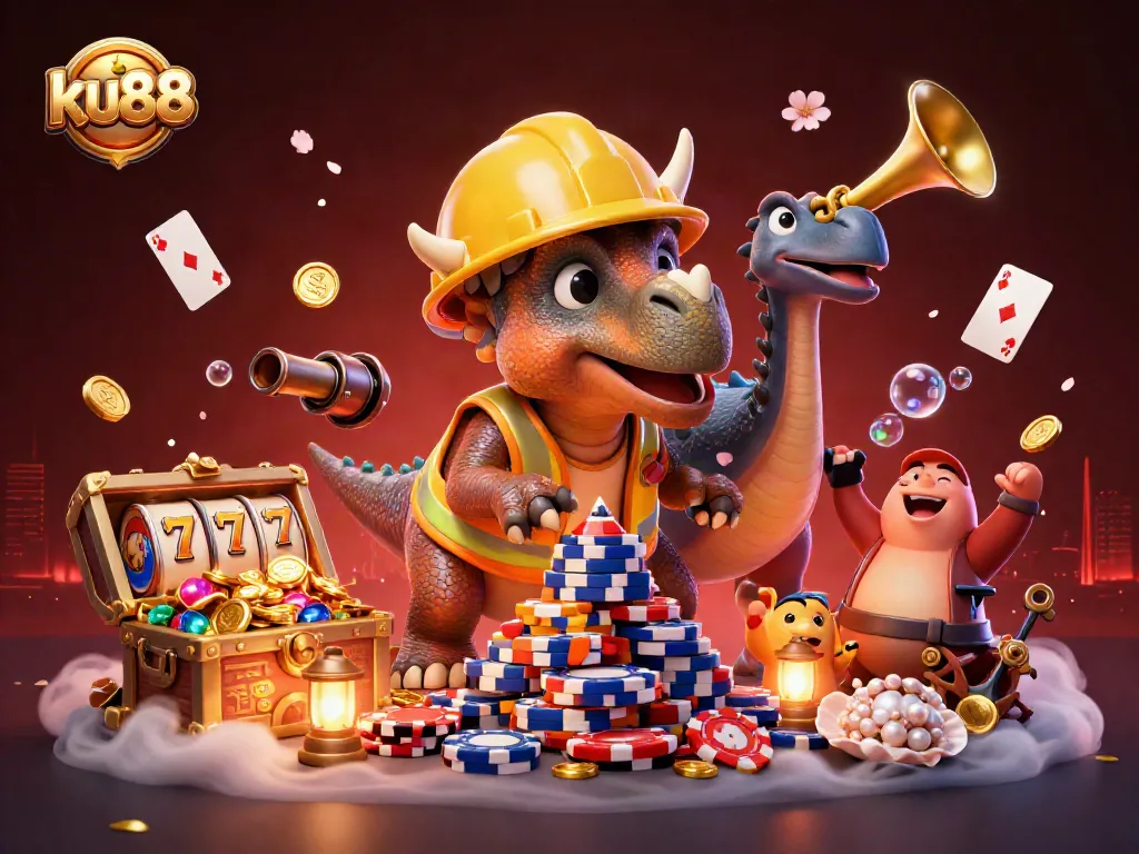 Engage in thrilling gameplay at ku88 with a vibrant casino-themed illustration showcasing exciting elements.