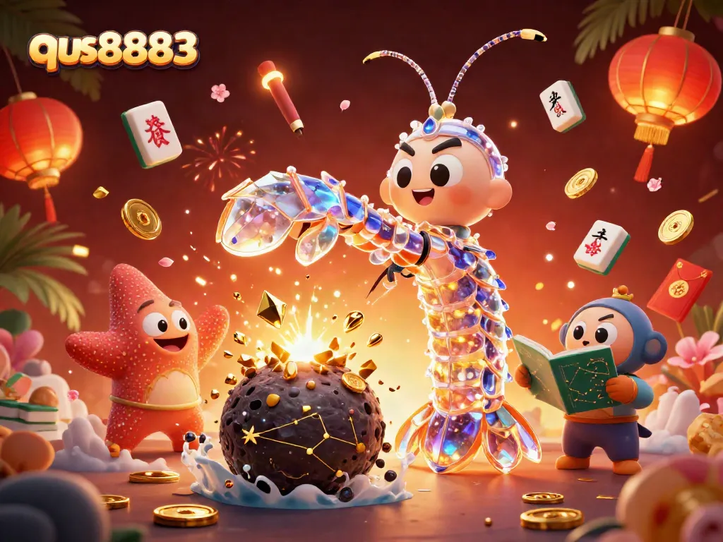 Experience the thrilling dynamics of qs8883 with an explosion of golden gems, vibrant game elements, and lively characters.