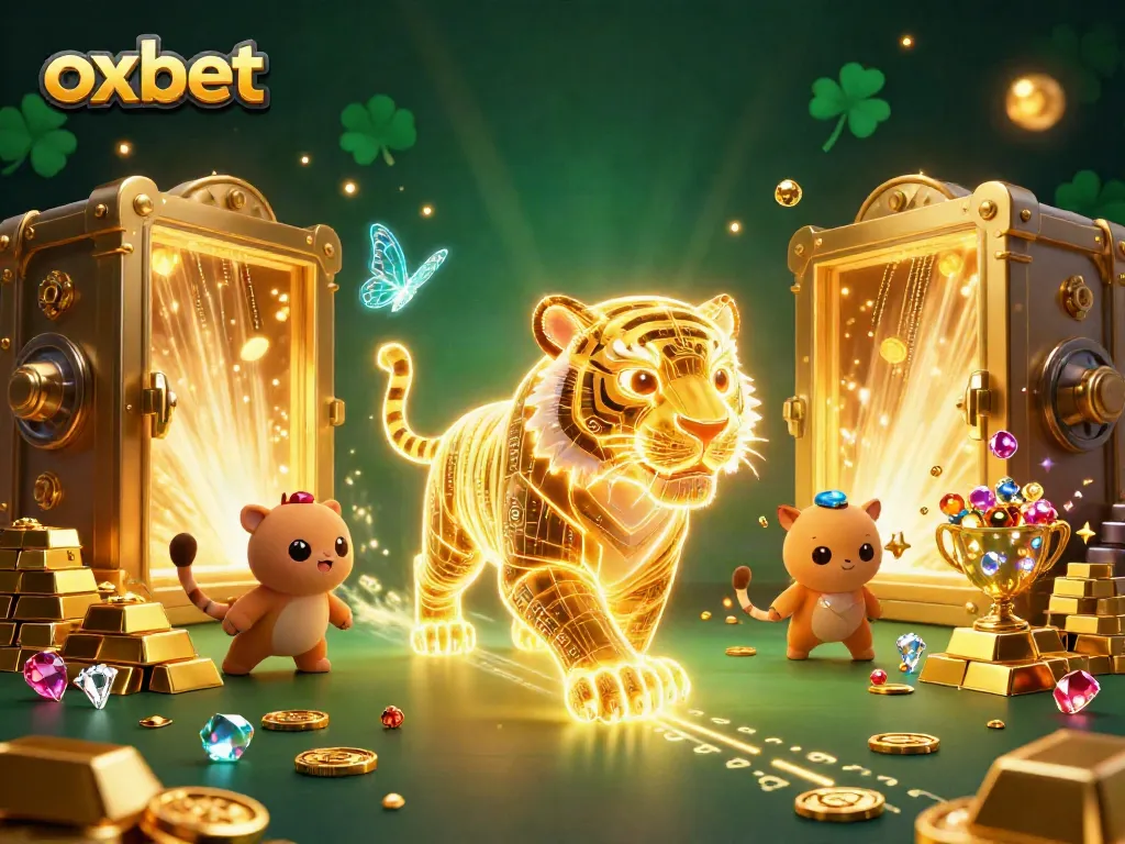 Experience the vibrant energy of oxbet in a dynamic digital casino landscape filled with treasures and lights.