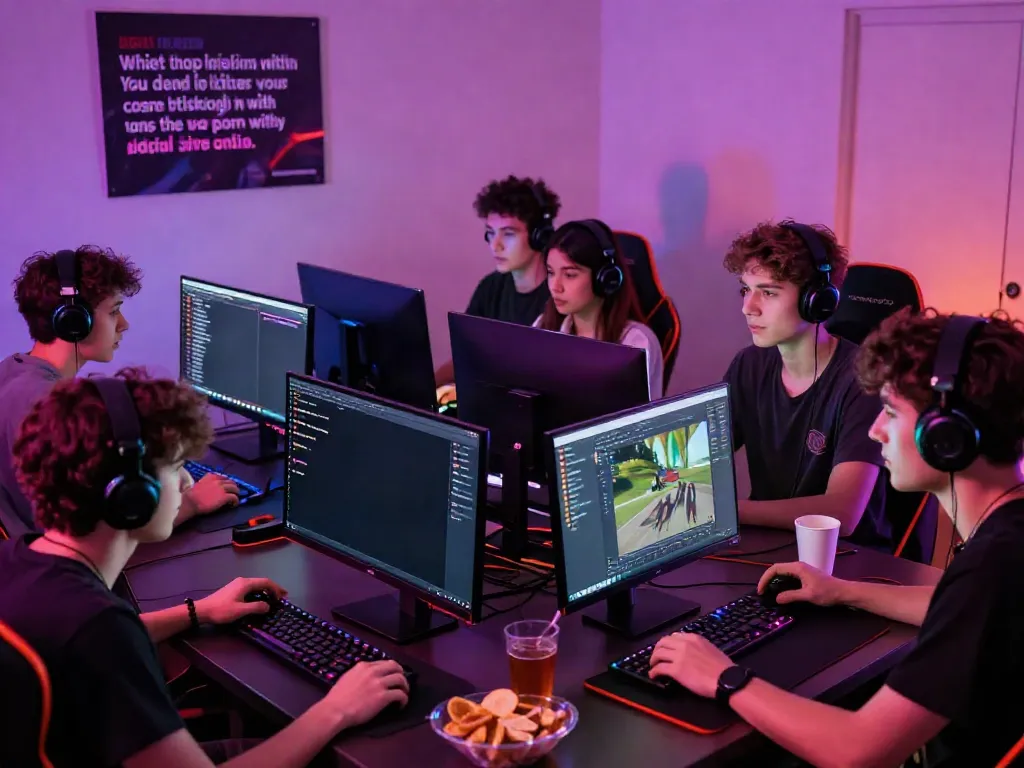 Engaged gamers discussing rokok88's impact on radical ideologies in a vibrant online community setting.