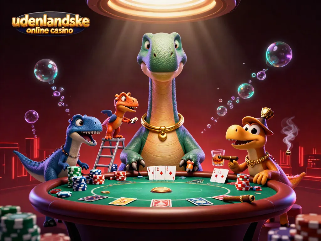 Engage with the brontosaurus and clever raptor at a vibrant udenlandske online casino scene.