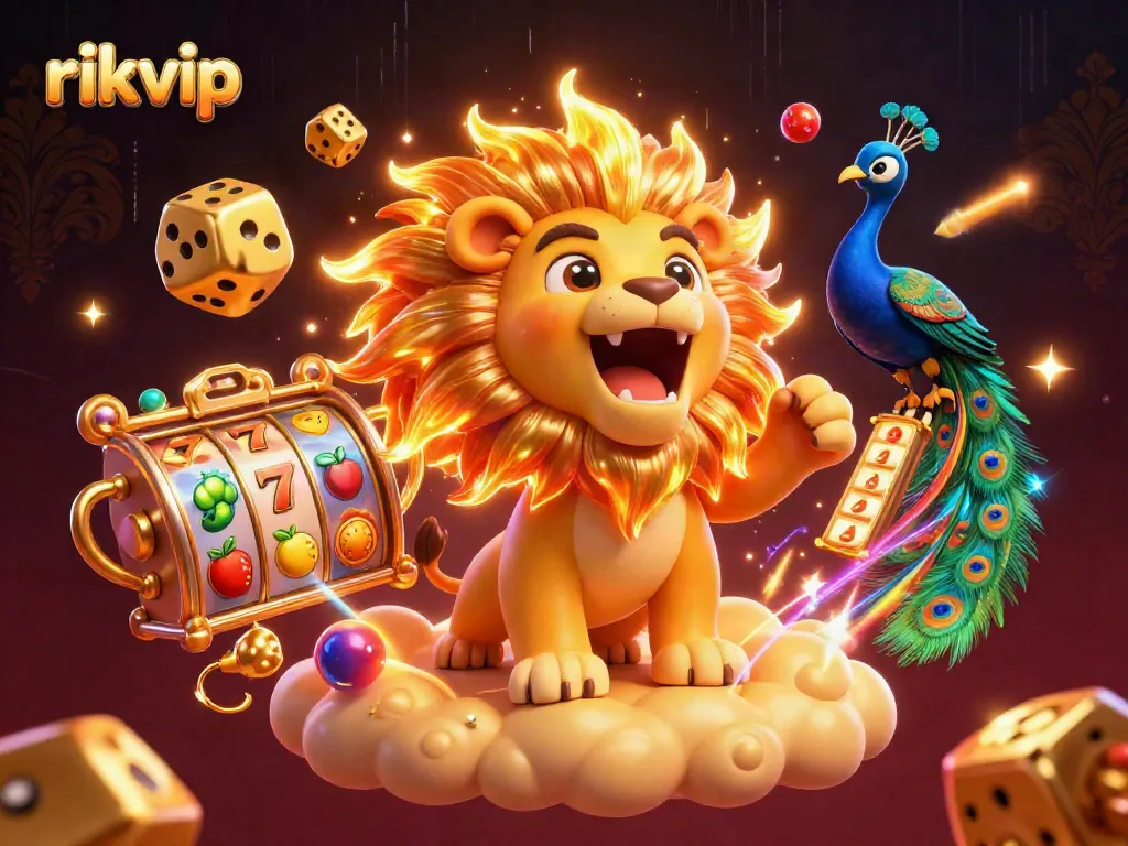 Engage in thrilling gameplay experiences with rikvip's vibrant 3D casino scene filled with winning slots.