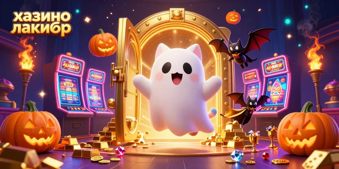 Experience the thrill at казино лакибир with a ghost cat and vampire bat amidst dazzling riches.