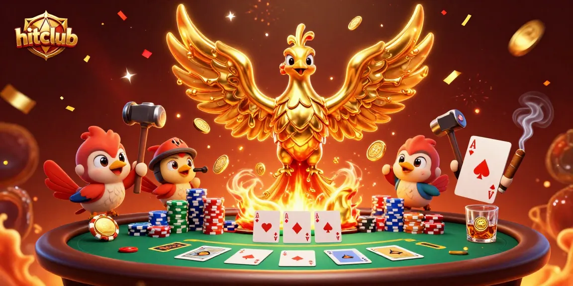 Join the excitement at hitclub with a vibrant casino scene featuring a golden phoenix and poker elements.