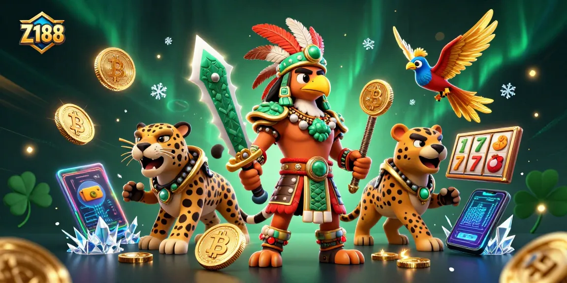 Z188 offers thrilling casino action featuring an Aztec warrior and jackpot game elements in a vibrant promotion.