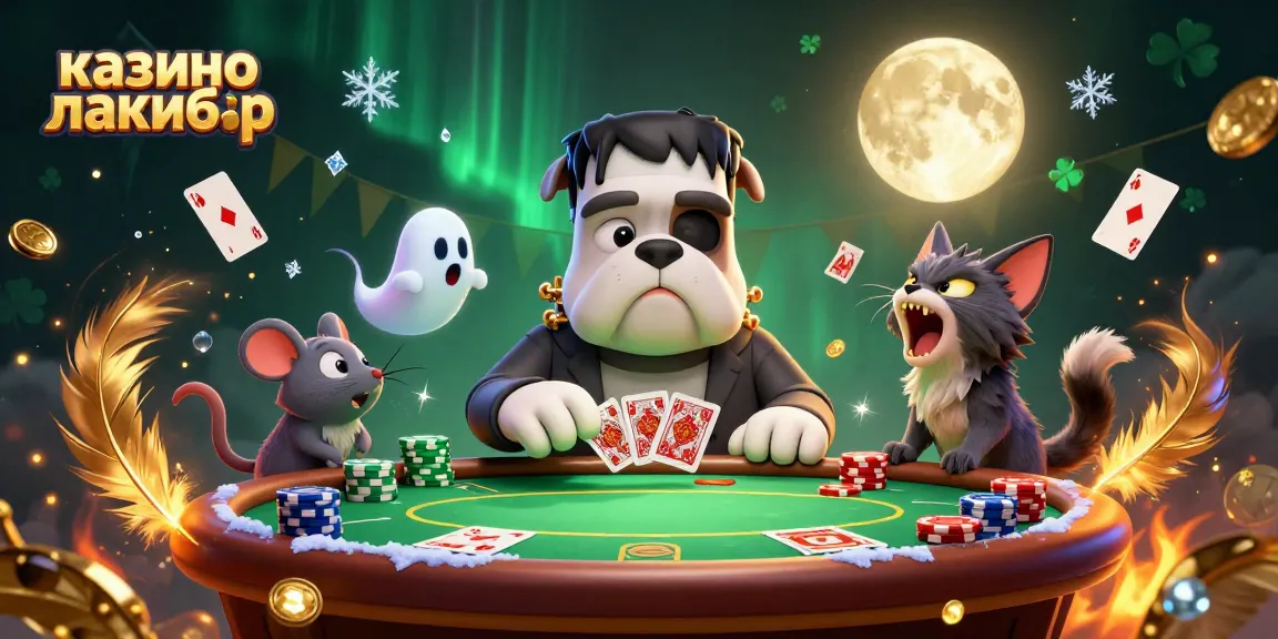 Experience the thrill of казино лакибир with a playful poker scene featuring vibrant, engaging characters.